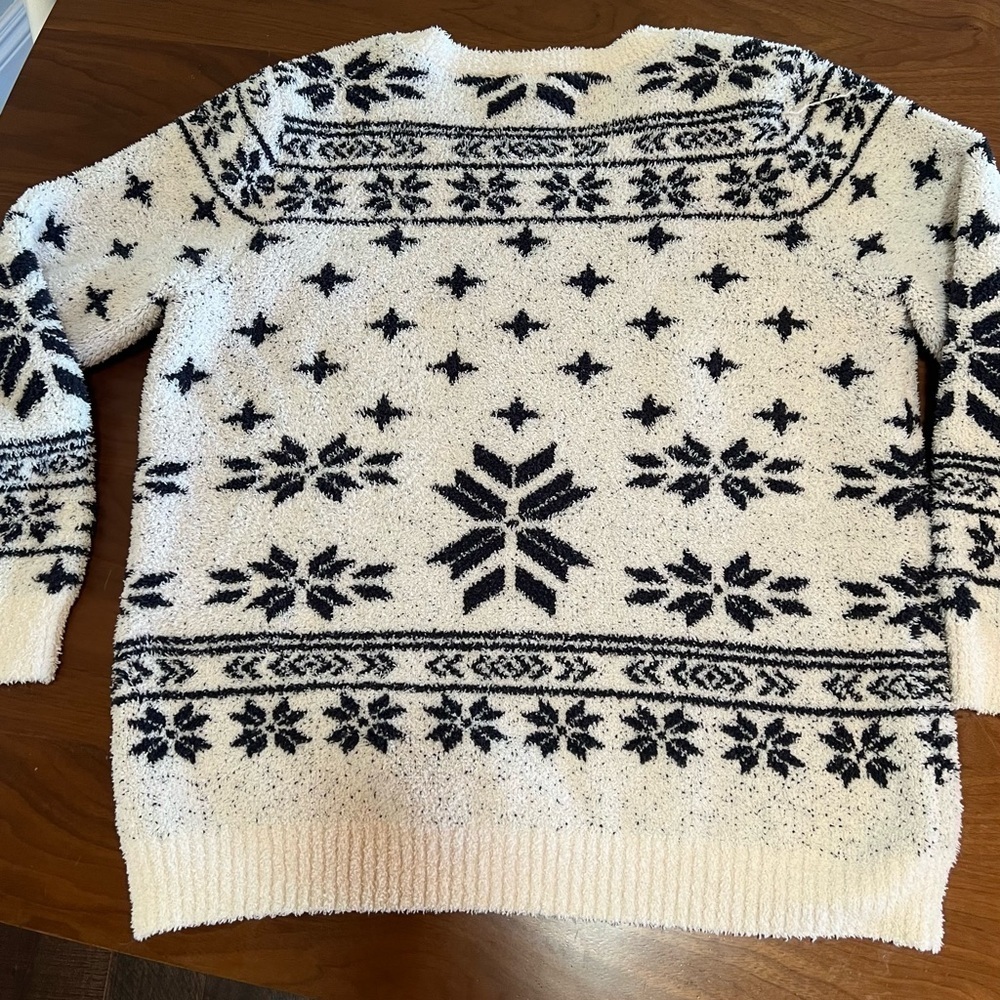 Barefoot Dreams Cozy Chic Women's Sz XLarge Snowflake Seaside Fair Isle Sweater - Picture 6 of 6